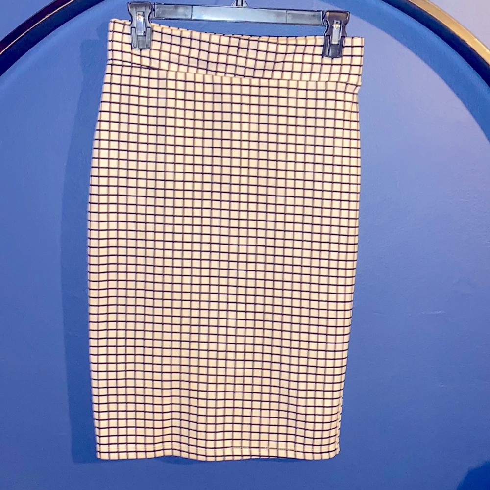 Grid Plaid Pencil Skirt
